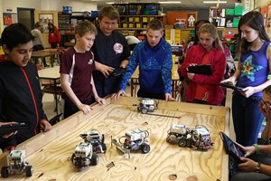 Elementary robotics students compete in demolition derby
